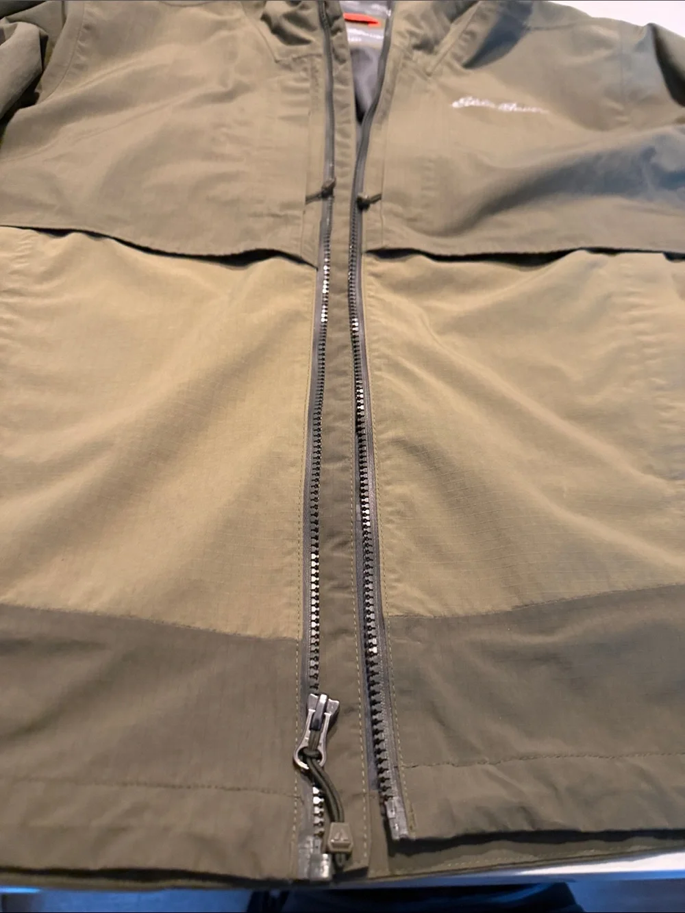 Eddie Bauer Olive Hooded Waterproof Shell Jacket